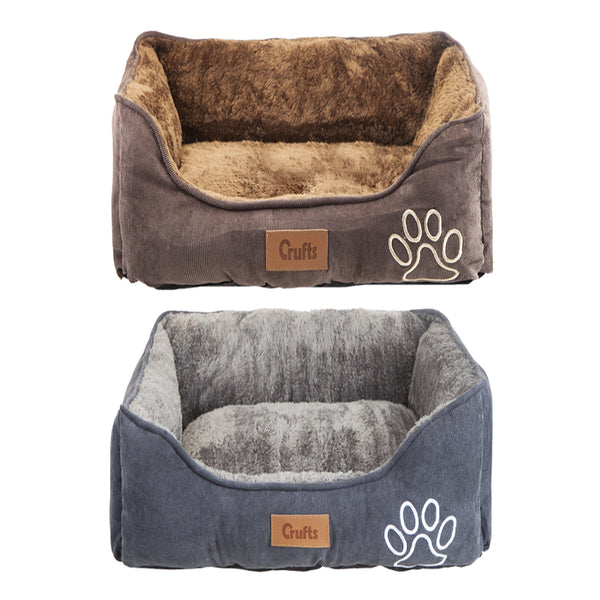 Crufts Corduroy & Micro Plush Bolster Bed Small