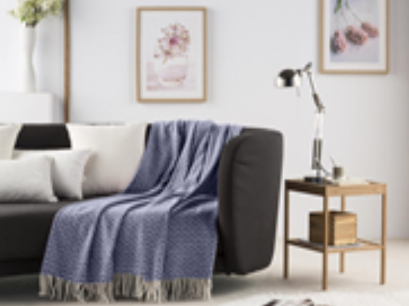 Elainer Home Living Vialman Plaid Nepal Diagonal Navy