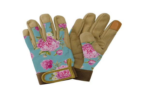 Kent & Stowe Premimum Comfort Gloves Peony Print Aqua