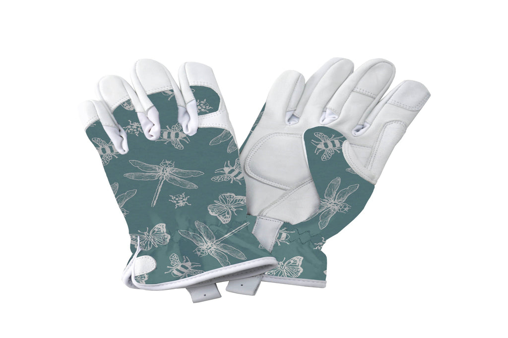 Kent & Stowe Premimum Leather Gloves Flutter Bugs Print