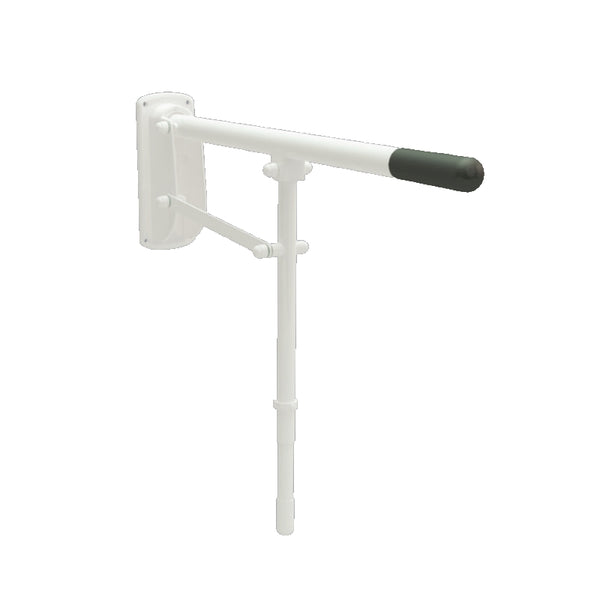 Craftmasters Single Arm Drop Down Grab Rail 30" Mild Steel White with Leg Support